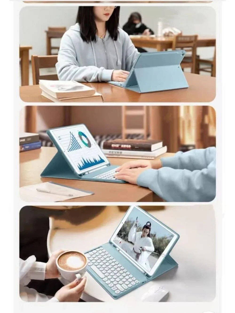 Cute Round Keys Keyboard Case for iPad 10.2